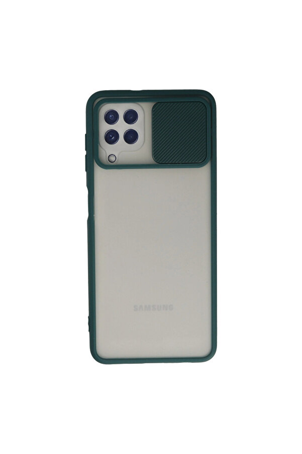 Evi̇mdeyokyok Samsung Galaxy A22 Kılıf Palm Buzlu Kamera Sürgülü Si̇li̇kon - Yeşi̇l