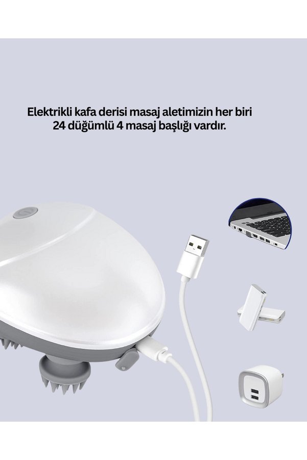 T8 Store Şarjlı Kafa Masaj Aleti 3 Hız Ayarlı Derin Masaj
