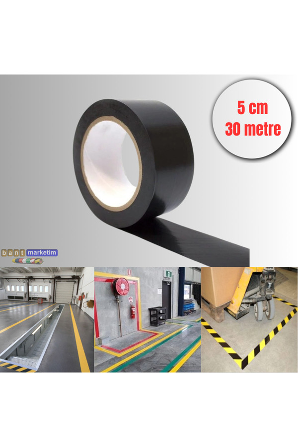 Evi̇mdeyokyok Pvc Yer İşaretleme Bandı 5Cmx30M Zemi̇n Bandı Si̇yah