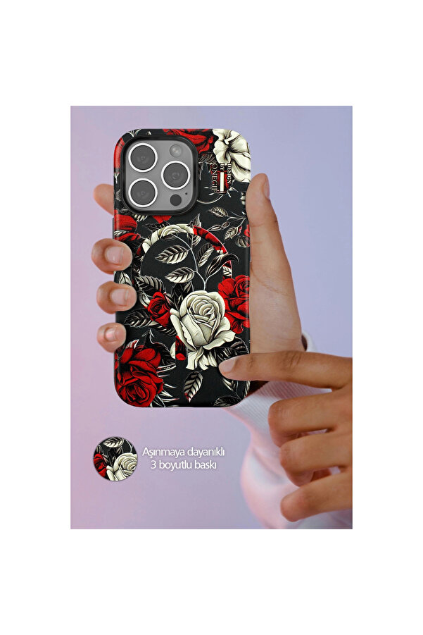 Evi̇mdeyokyok Onegi̇f Apple İphone 15 Pro Max Flower Seri̇es Magsafe Kapak - Pembe