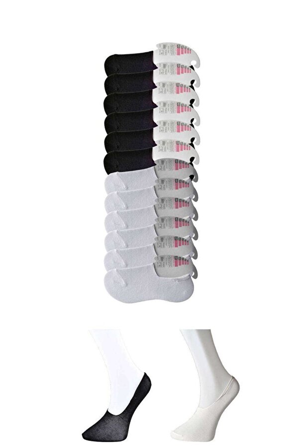 Ethab Ti̇caret Glb-Stl41414 Si̇yah Ve Beyaz Kadın Babet Çorap 12 Çi̇ft