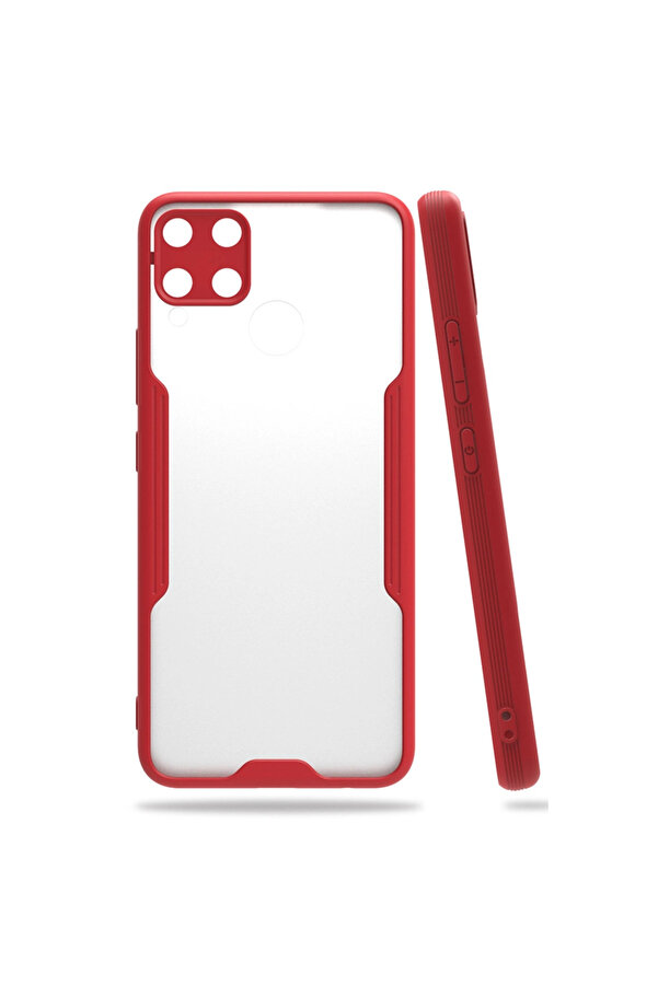 Evi̇mdeyokyok Realme C15 Kılıf Plati̇n Si̇li̇kon - Kırmızı