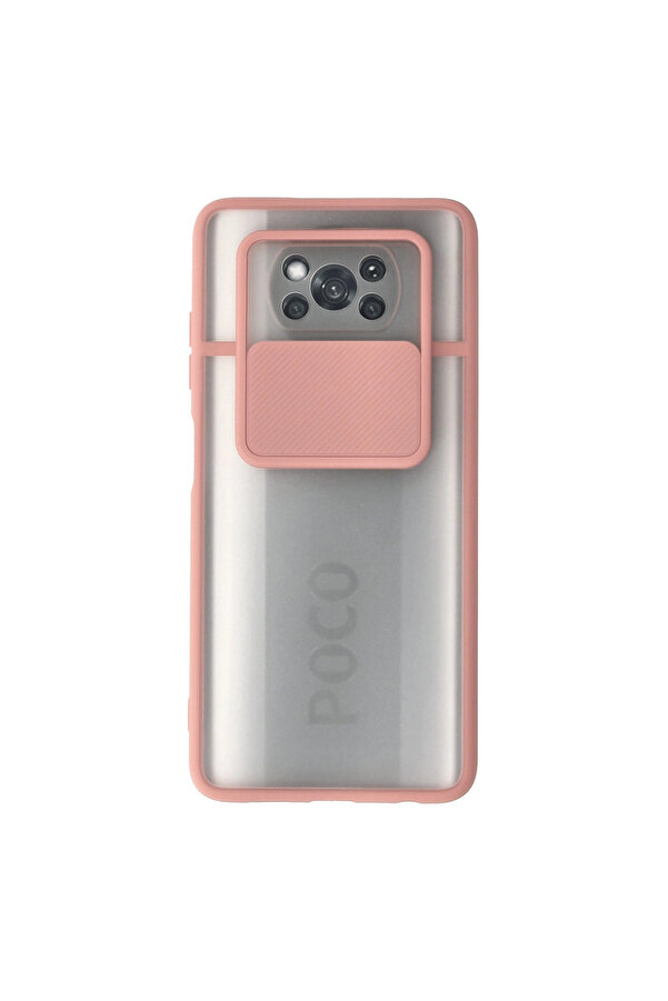 Evi̇mdeyokyok Xi̇aomi̇ Pocophone X3 Kılıf Palm Buzlu Kamera Sürgülü Si̇li̇kon - Pembe