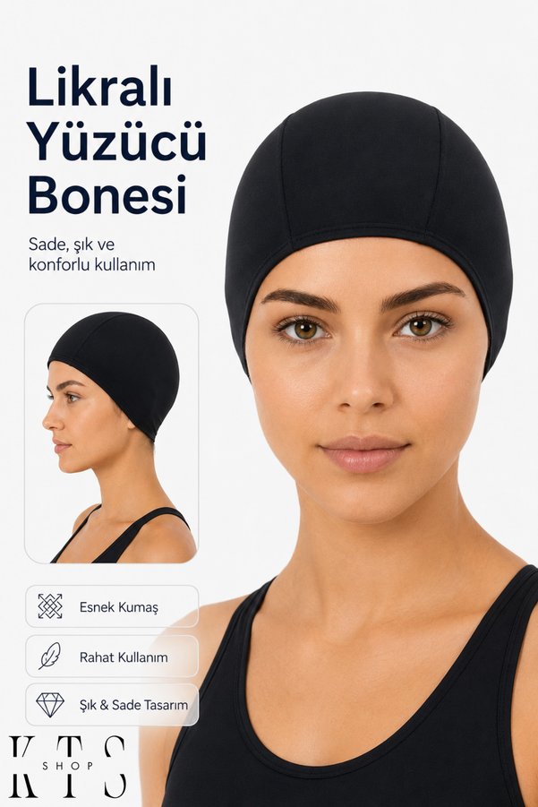 KTS SHOP Likralı Bez Yüzücü Bonesi – Deniz & Havuz İçin Esnek Rahat Hızlı Kuruyan Spor Bone