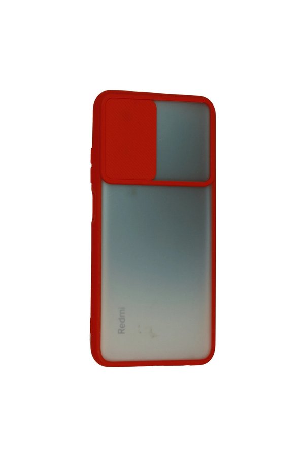Evimdeyokyok Xiaomi Redmi Note 10 Kılıf Palm Buzlu Kamera Sürgülü Silikon - Kırmızı
