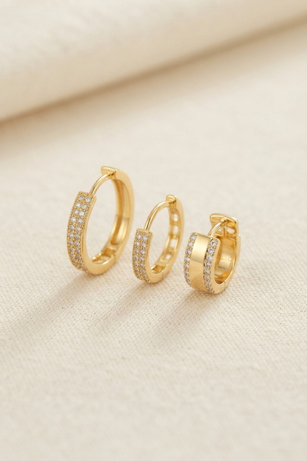 Evi̇mdeyokyok 3 Lü Set Gold Renk Halka Model Küpe Tj-Bkp11956