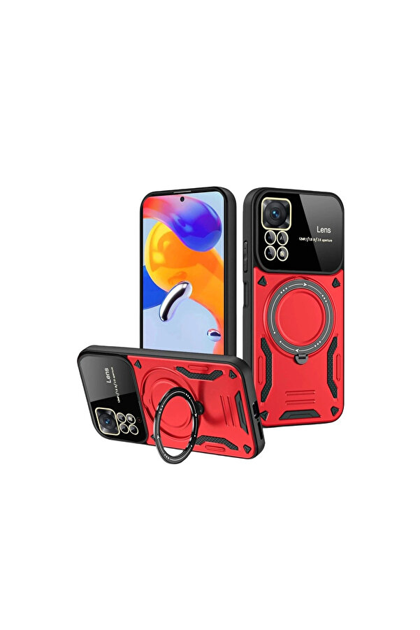 Evi̇mdeyokyok Realme 11 Pro Plus Joy Lens Standlı Kapak - Kırmızı