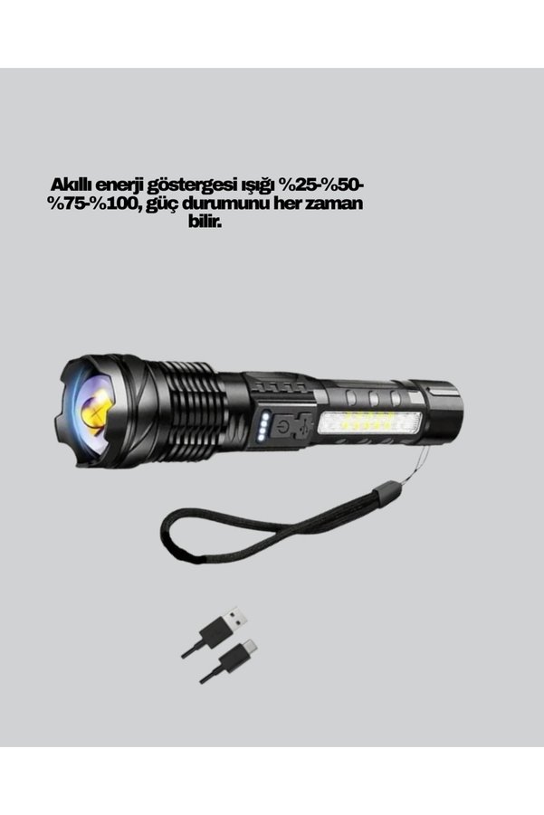 Nw Nessiworld Güçlü Led El Feneri Şarj Edilebilir Çok Modlu