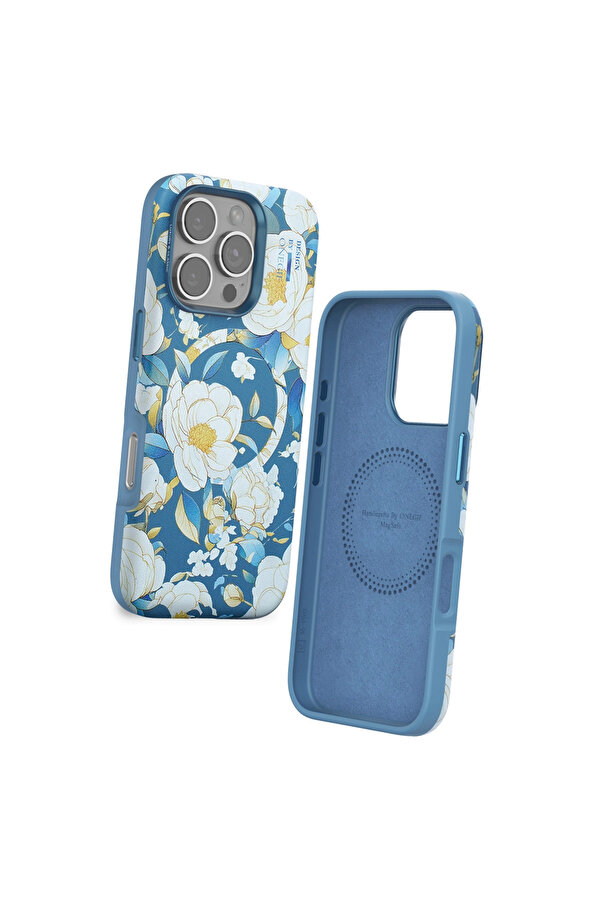 Evi̇mdeyokyok Onegi̇f Apple İphone 16 Pro Max Flower Seri̇es Magsafe Kapak - Mavi̇