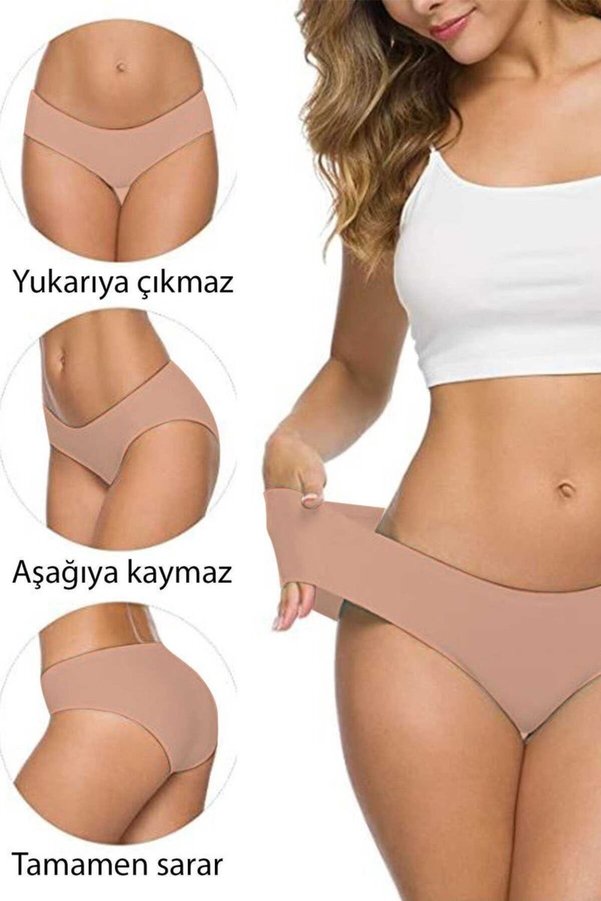 Ethab Ticaret Glb-Stl41414 3 Adet Kadın Dikişsiz Lazer Kesim Esnek İz Yapmayan Külot S7