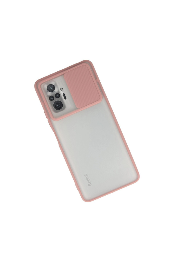 Evimdeyokyok Xiaomi Redmi Note 10 Pro Kılıf Palm Buzlu Kamera Sürgülü Silikon - Pembe