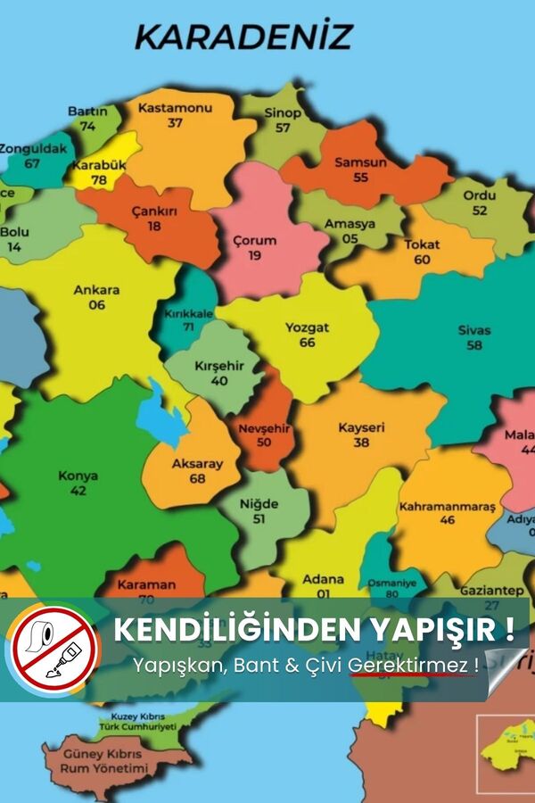 Pi Papers Renkli Türkiye Haritası Türkiye Siyasi Haritası Statik Yapışkansız Sihirli Akıllı Kağıt Harita