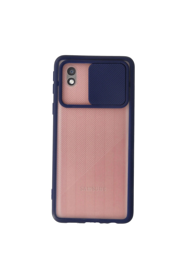 Evi̇mdeyokyok Samsung Galaxy A01 Core Kılıf Palm Buzlu Kamera Sürgülü Si̇li̇kon - Laci̇vert