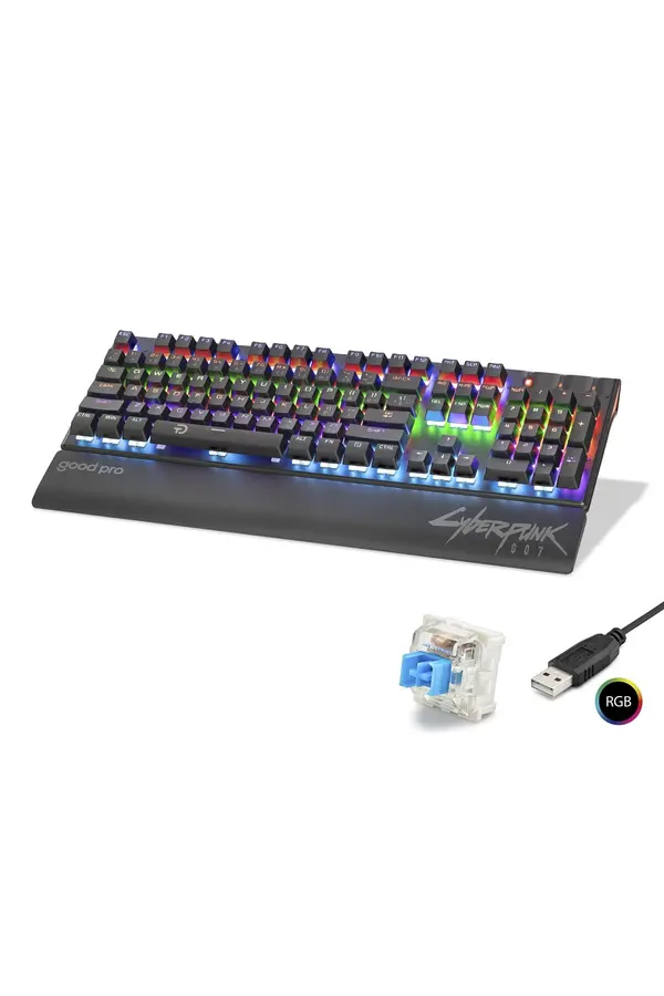 Evi̇mdeyokyok Mekani̇k Klavye Blue Swi̇tch Bi̇lek Destekli̇ Rgb - Si̇yah G525Xb