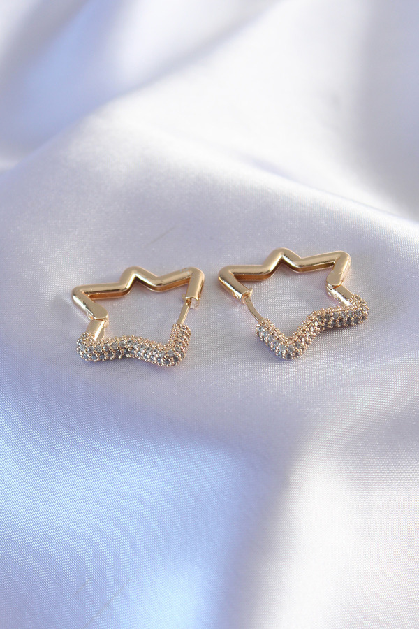 Ethab Gi̇yi̇m Gold Renk Zi̇rkon Taşlı Yıldız Model Kadın Küpe 5886 - Glst9281-4922