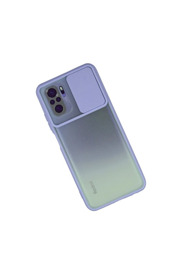 Evimdeyokyok Xiaomi Redmi Note 10 Kılıf Palm Buzlu Kamera Sürgülü Silikon - Lila