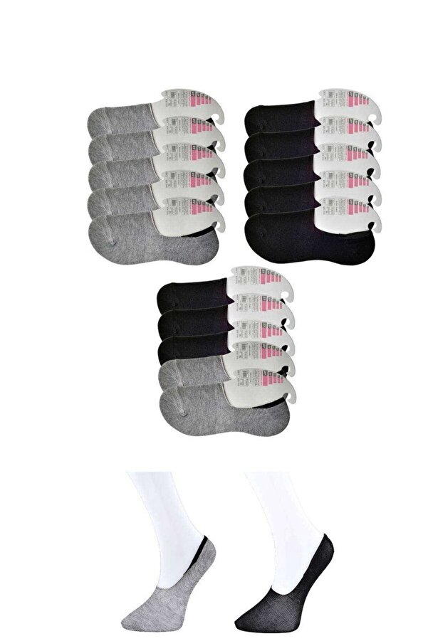 Ethab Ti̇caret Glb-Stl41414 Si̇yah Ve Gri̇ Kadın Babet Çorap 15 Çi̇ft