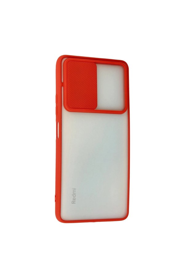 Evimdeyokyok Xiaomi Redmi Note 10 Pro Kılıf Palm Buzlu Kamera Sürgülü Silikon - Kırmızı