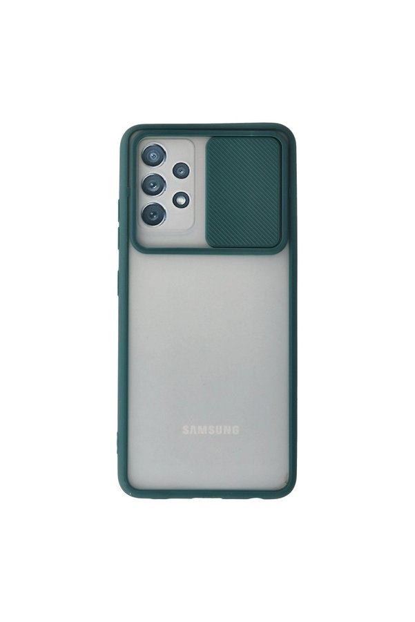 Evimdeyokyok Samsung Galaxy A72 Kılıf Palm Buzlu Kamera Sürgülü Silikon - Yeşil