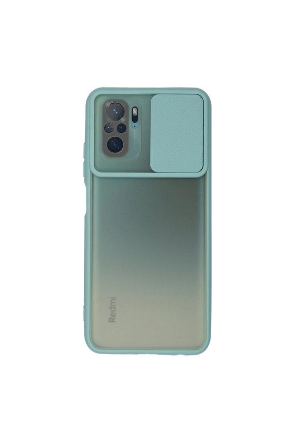 Evimdeyokyok Xiaomi Redmi Note 10 Kılıf Palm Buzlu Kamera Sürgülü Silikon - Turkuaz