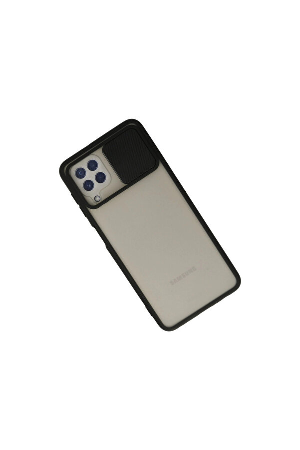 Evi̇mdeyokyok Samsung Galaxy A22 Kılıf Palm Buzlu Kamera Sürgülü Si̇li̇kon - Si̇yah