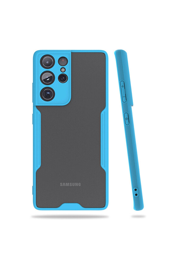 Evi̇mdeyokyok Samsung Galaxy S21 Ultra Kılıf Plati̇n Si̇li̇kon - Mavi̇