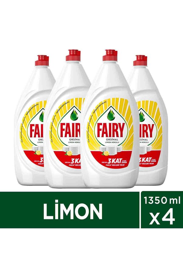 Fairy Orijinal Sıvı Bulaşık Deterjanı 1350 ml Limon Kokulu x4 Adet