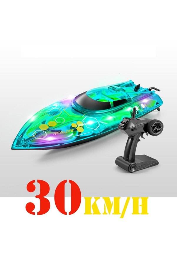 Empressco 1:36 Ölçek 2.4GHz Uzaktan Kumandalı RC Sürat Teknesi 30 km/h LED Işıklı Düşük Pil Uyarı Özelliği