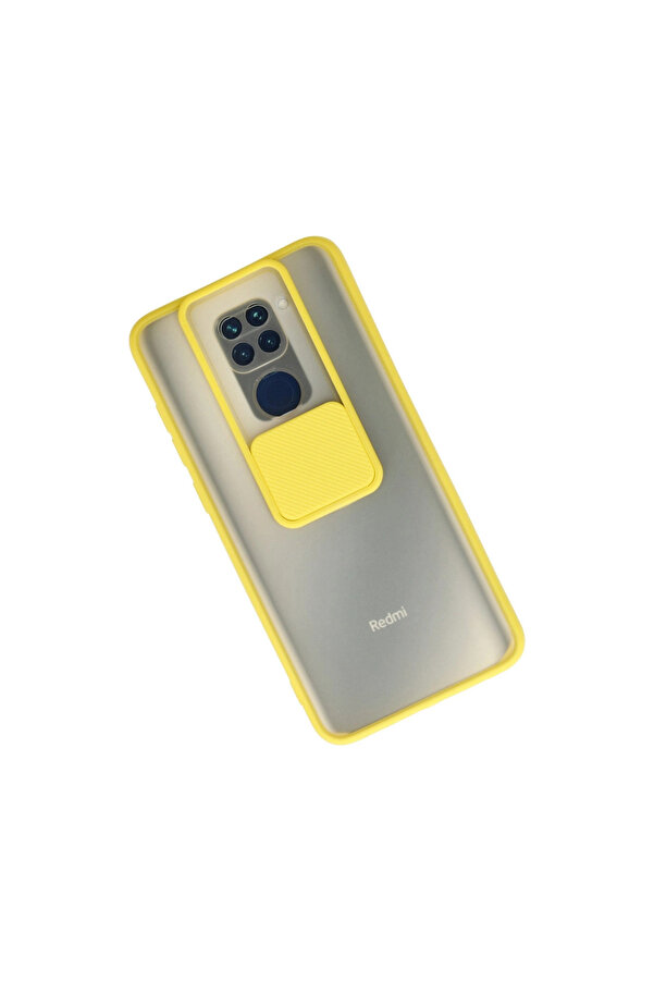 Evi̇mdeyokyok Xi̇aomi̇ Redmi̇ Note 9 Kılıf Palm Buzlu Kamera Sürgülü Si̇li̇kon - Sarı