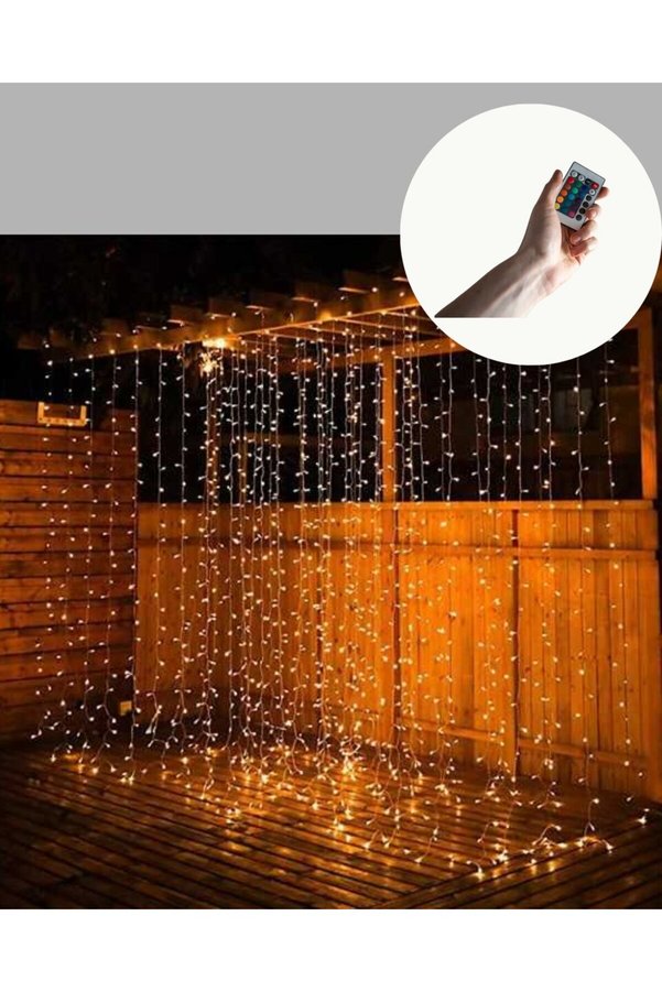 Ethab Gi̇yi̇m 3X3 Metre Perde Led Işık – Parti̇ Ve Bahçe Dekorasyonu Yeni̇ Nesi̇l - Glst5227-4858