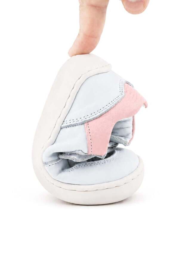 Ortopedi̇kalrakerplus R840-Benp % 100 Bob Beyaz Nubuk Pembe Cırtlı Bebek Sneaker Ayakkabı