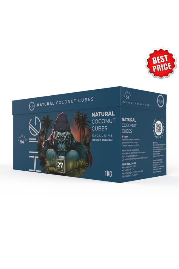 HUG Coal 27 mm %100 Doğal Hindistan Cevizi Nargile Kömürü 1 kg