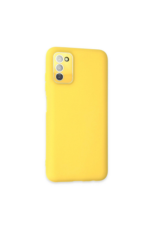 Evimdeyokyok Samsung Galaxy A03S Kılıf Lansman Glass Kapak - Sarı