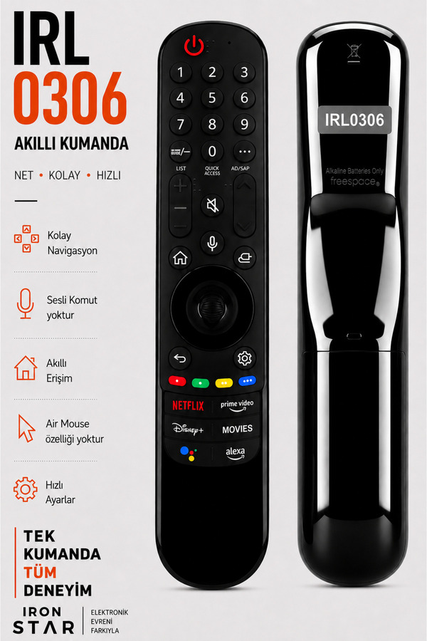 LG Akıllı TV kumandası / Universal akıllı kumanda / Smart TV kumandası / televizyon kumandası / Android TV uyumlu kumanda / oled kumanda / qled kumanda / qned kumanda / ırl0306