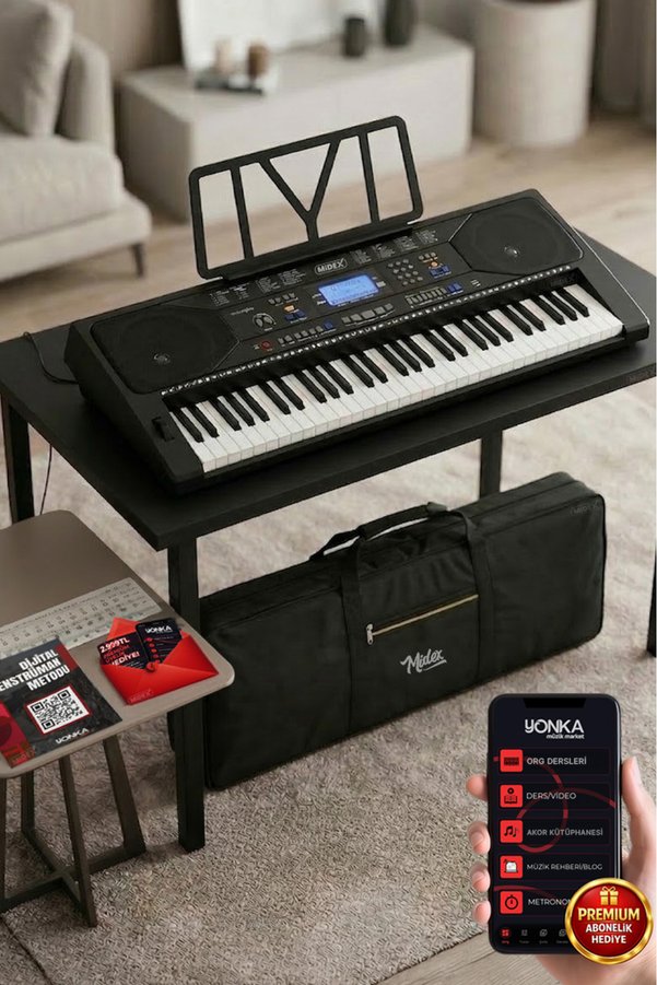 Midex Ps-4500 Tuş Hassasiyetli 61 Tuşlu Org Dijital Lcd Ekran Usb Mp3