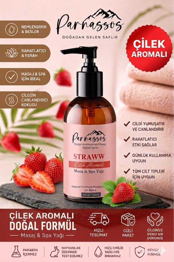 Genel Markalar Doğal Çilekli Aromaterapi A.f.r.o.d.i.z.y.a.k Etkili Masaj Yağı Doğal Köy Yapımı