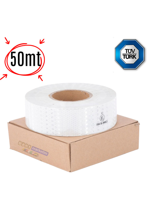 Evi̇mdeyokyok Reflektör Reflekti̇f Petekli̇ Şeri̇t Bant 5 Cm X 50 Metre Beyaz Tüvtürk Uyumlu