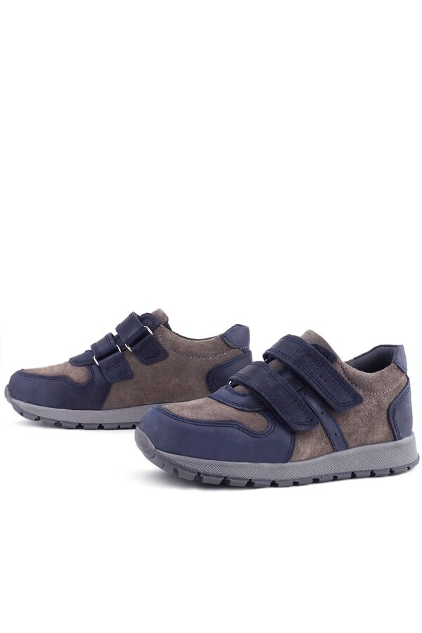 Ortopedi̇kal Rakerplus 3750 3750-Lgr % 100 Deri̇ Cırtlı Laci̇vert Gri̇ Sneaker Çocuk Spor Ayakkabı
