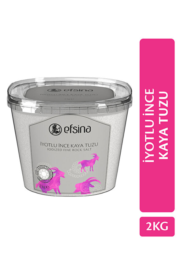 Efsina İyotlu İnce Kaya Tuzu 2 kg Rafine Edilmemiş Sofra Tuzu
