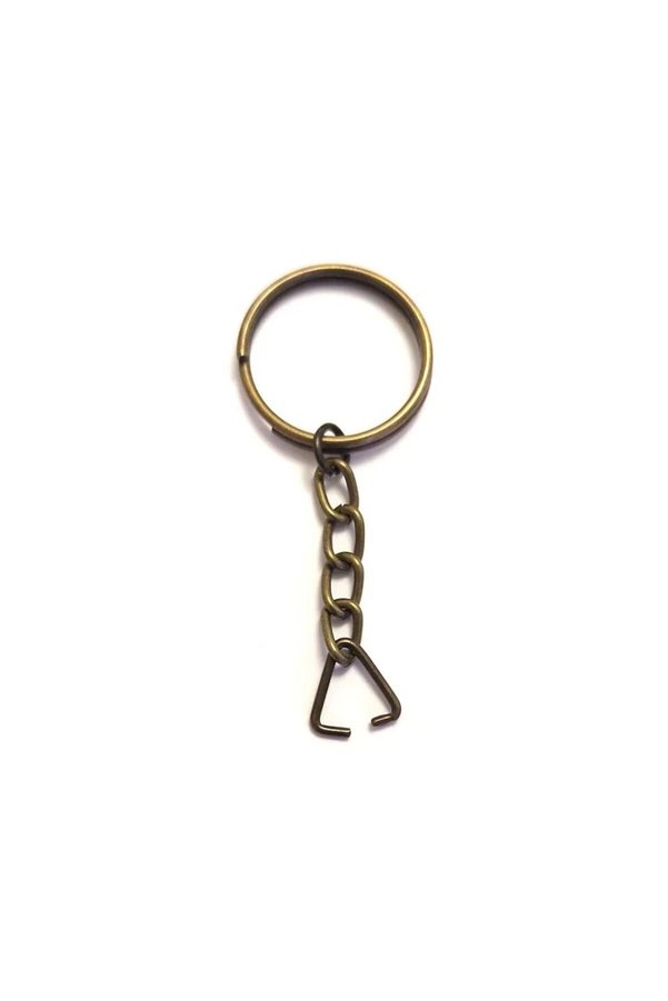 Ethab Ticaret Glb-Stl41414 Anahtarlık Halkası, Halka + Zincir + Üçgen, 24Mm, Antik, 1 Adet