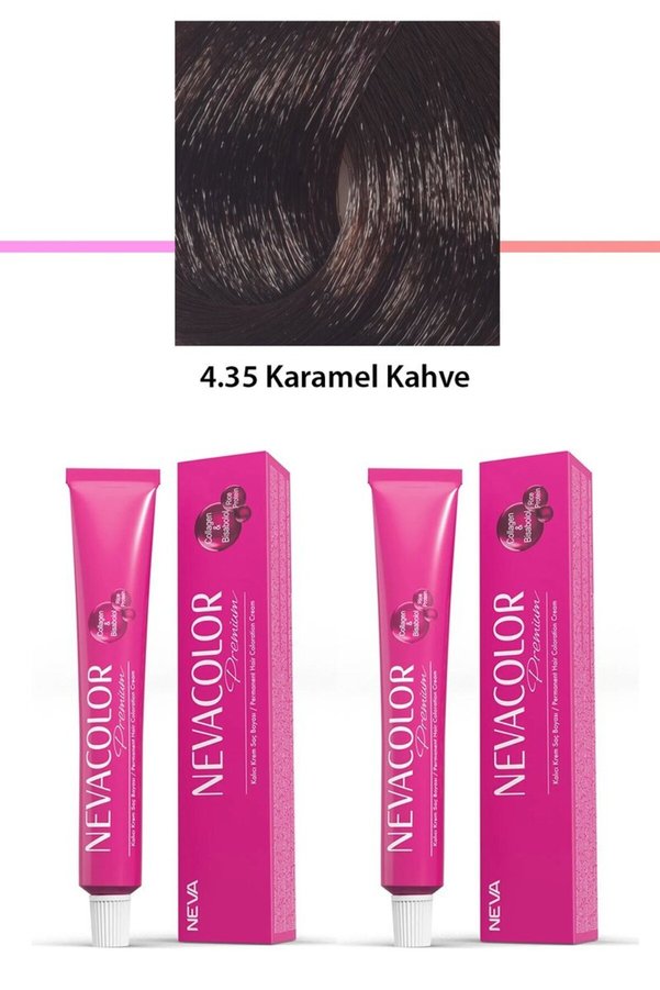 Mbb Eticaret 2 Li Set Premium 4.35 Karamel Kahve - Kalıcı Krem Saç Boyası 2 X 50 G Tüp