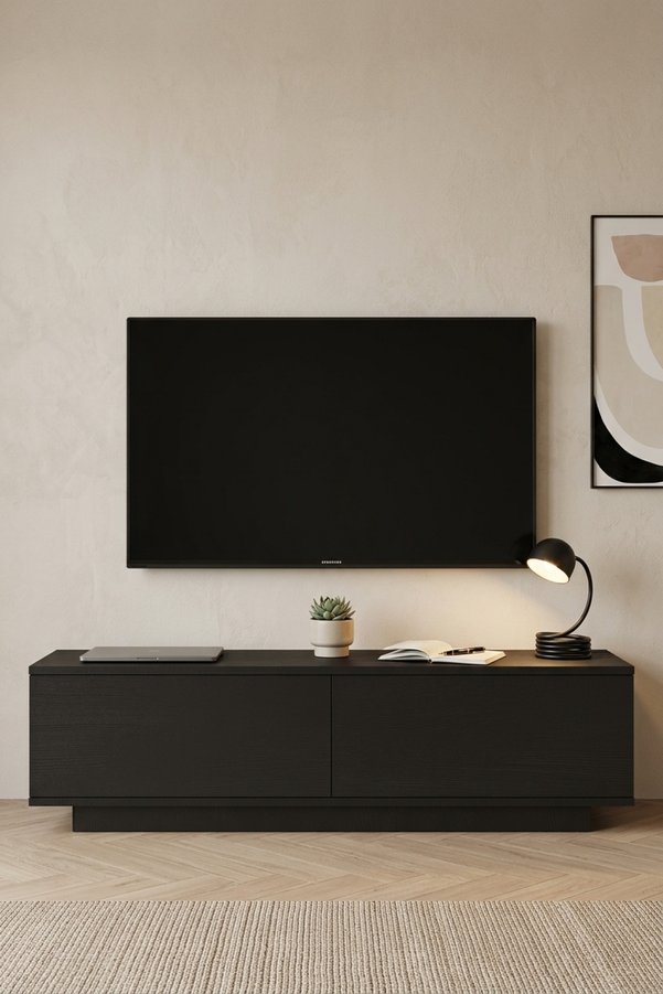 Yurupa Vilinda Tv Ünitesi 140cm Ağaç Dokulu Tv Sehpası Siyah VIL1-LB