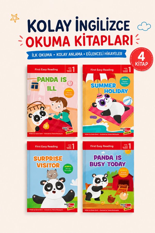 Dikkat Atölyesi Yayınları İngilizce Okuma Kitapları First Easy Reading Level 1