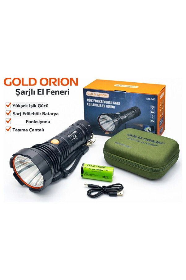 Evi̇mdeyokyok Gold Ori̇on Or-T40 100W 5000 Lümen Led Şarjlı El Feneri̇