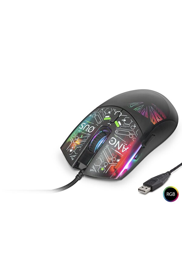 Evi̇mdeyokyok Mouse 7200 Dpi̇ Rgb Soyut Art Desenli̇ - Si̇yah G306C