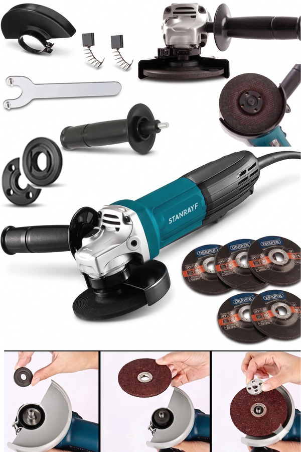 stanrayf Alman 6800 w Çelik Şanzıman Bakır Sargı Avuç Içi Taşlama Demir Metal Kesme Makinesi Sprel 125 Mm