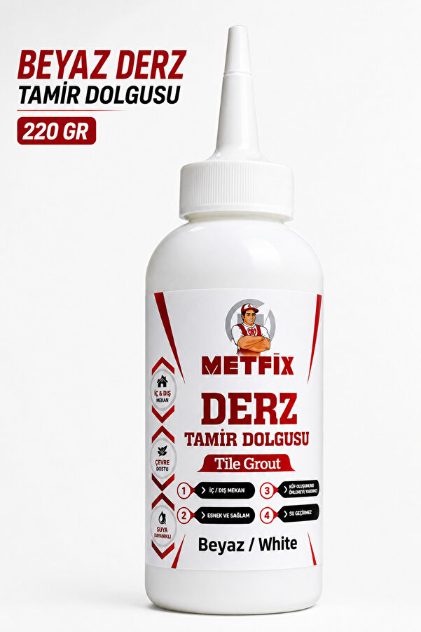 METFİX Beyaz Hazır Derz Arası Tamir Dolgusu 220 Gr Fayans Seramik Mermer Yenileyici Yenileme