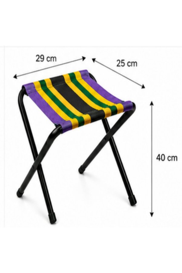 MEGESHOME Katlanabilir Kamp Taburesi 40 cm Metal Portatif Piknik Bahçe Balkon Taburesi