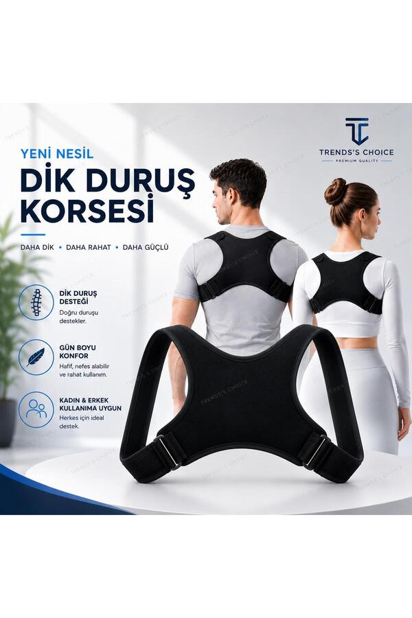 trends's choice Dik Duruş Korsesi Postür Düzeltici Ortopedik Omuz Sırt Destekleyici Unisex Korse