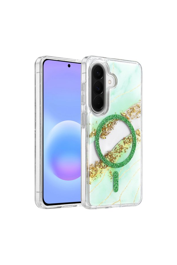 Evimdeyokyok Onegif Samsung Galaxy A57 5G Lotus Simli Magsafe Kapak - Yeşil